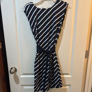 Tommy Hilfiger Navy and White Asymmetrical Dress